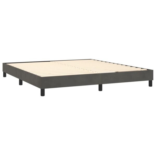 vidaXL Box Spring Bed with Mattress Dark Gray 72"x83.9" California King Velvet - Image 4