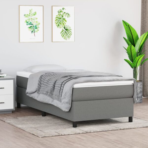 vidaXL Box Spring Bed with Mattress Dark Gray 39.4"x74.8" Twin Fabric