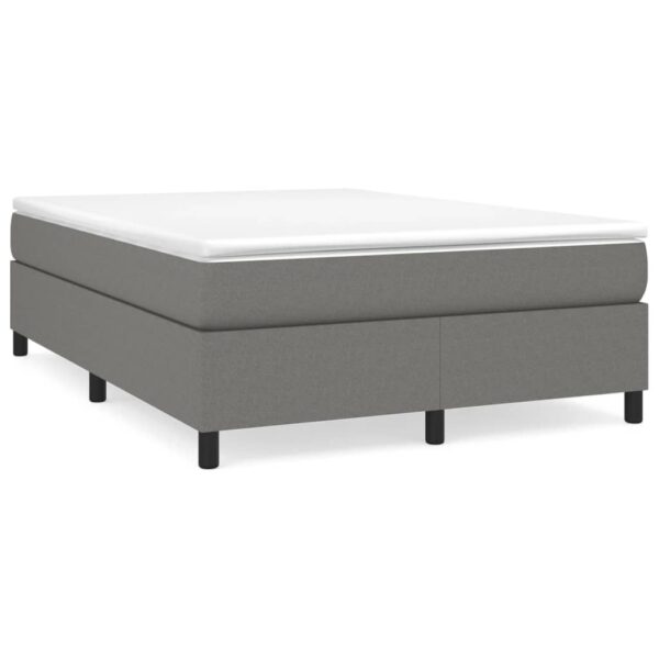 vidaXL Box Spring Bed with Mattress Dark Gray 53.9"x74.8" Full Fabric - Image 2