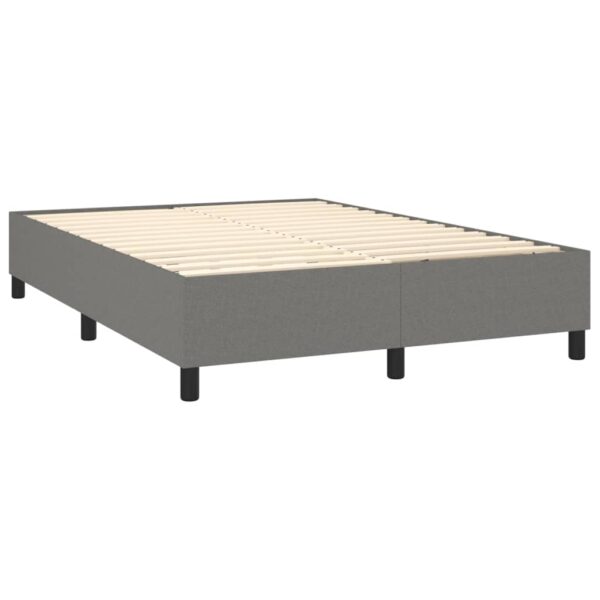 vidaXL Box Spring Bed with Mattress Dark Gray 53.9"x74.8" Full Fabric - Image 4