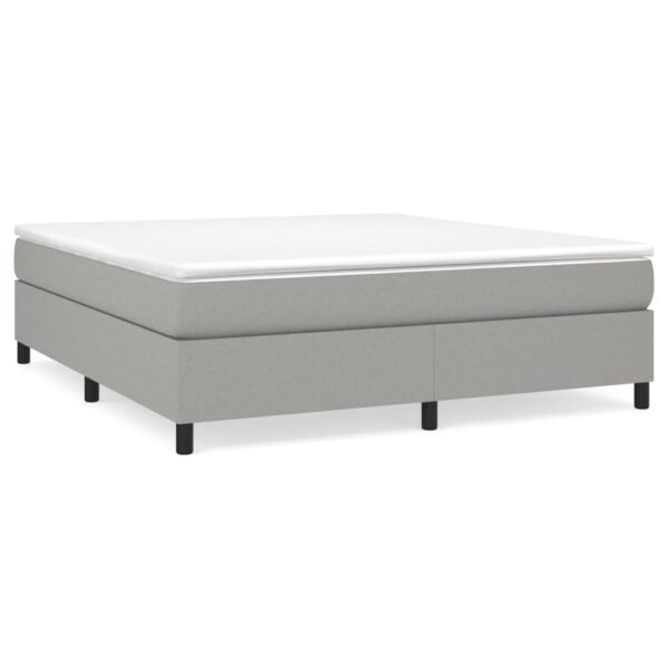 vidaXL Box Spring Bed with Mattress Light Gray 76"x79.9" King Fabric - Image 2