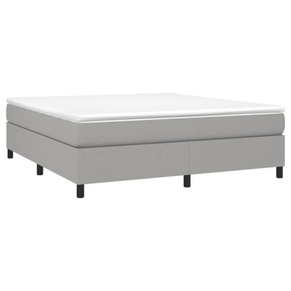 vidaXL Box Spring Bed with Mattress Light Gray 76"x79.9" King Fabric - Image 3