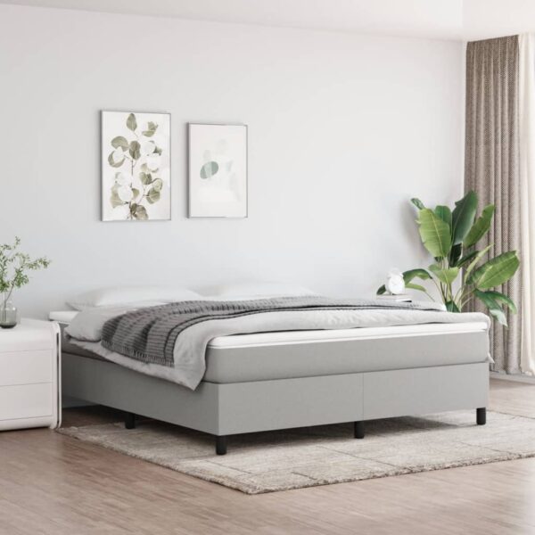 vidaXL Box Spring Bed with Mattress Light Gray 76"x79.9" King Fabric