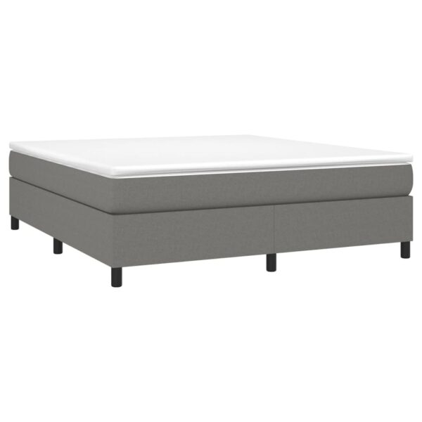 vidaXL Box Spring Bed with Mattress Dark Gray 76"x79.9" King Fabric - Image 3