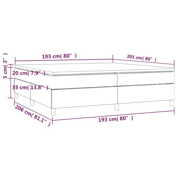 vidaXL Box Spring Bed with Mattress Dark Gray 76"x79.9" King Fabric - Image 10