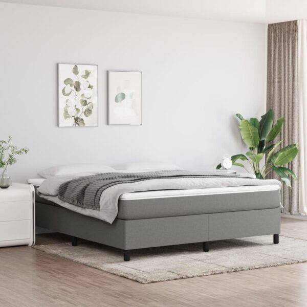 vidaXL Box Spring Bed with Mattress Dark Gray 76"x79.9" King Fabric