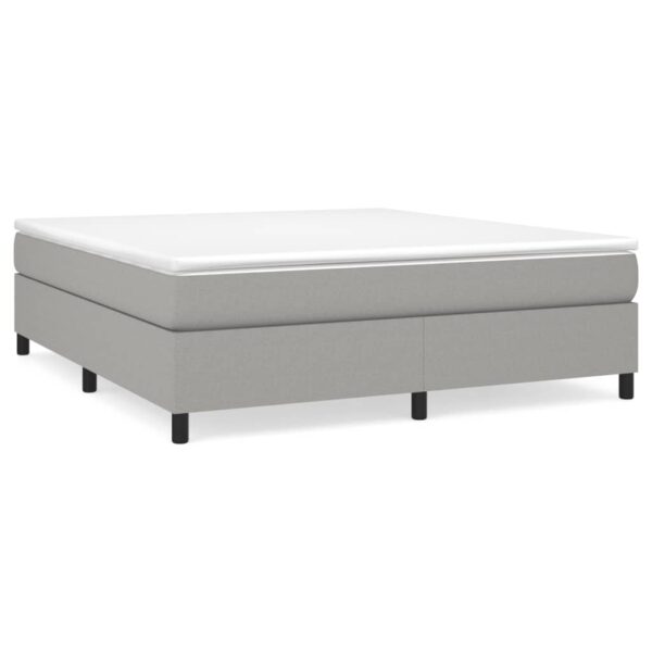 vidaXL Box Spring Bed with Mattress Light Gray 72"x83.9" California King Fabric - Image 2