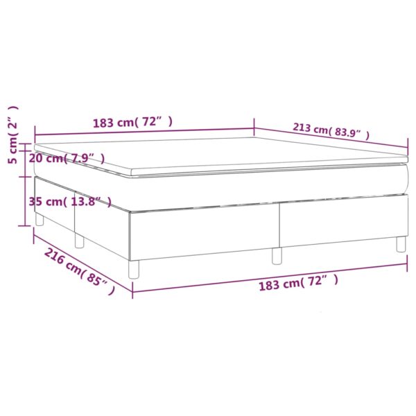 vidaXL Box Spring Bed with Mattress Dark Gray 72"x83.9" California King Fabric - Image 10