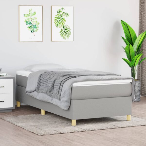 vidaXL Box Spring Bed with Mattress Light Gray 39.4"x74.8" Twin Fabric