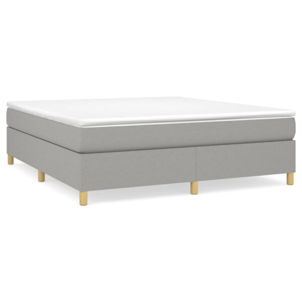 vidaXL Box Spring Bed with Mattress Light Gray 76"x79.9" King Fabric - Image 2