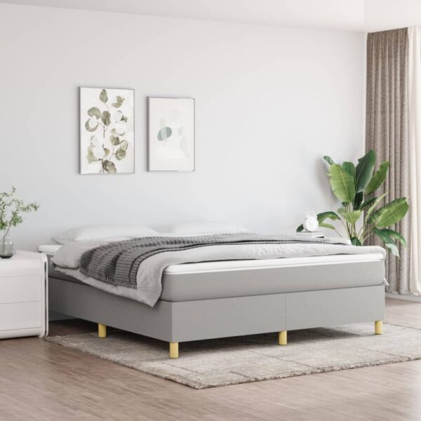 vidaXL Box Spring Bed with Mattress Light Gray 76"x79.9" King Fabric