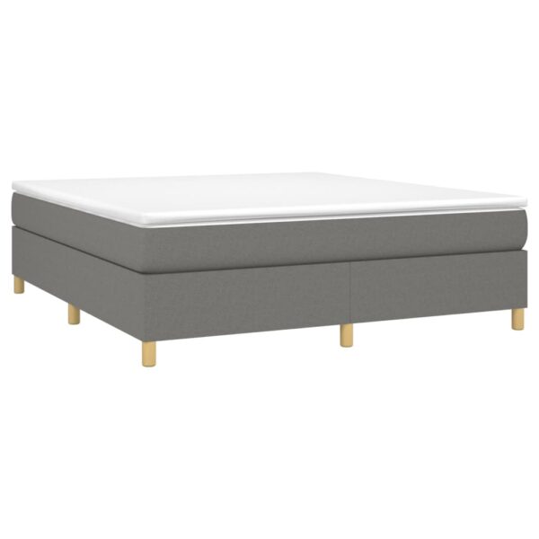 vidaXL Box Spring Bed with Mattress Dark Gray 72"x83.9" California King Fabric - Image 3