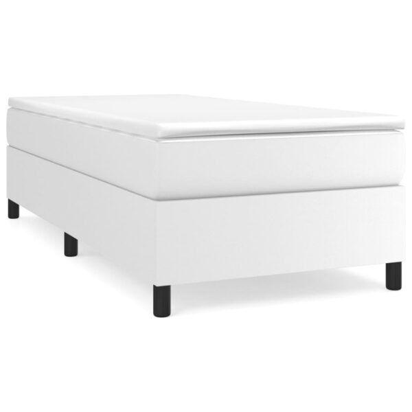 vidaXL Box Spring Bed with Mattress White 39.4"x74.8" Twin Faux Leather - Image 2