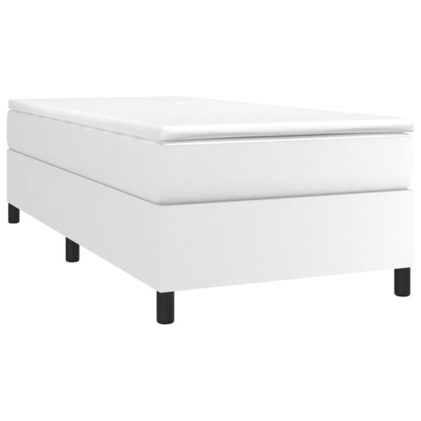 vidaXL Box Spring Bed with Mattress White 39.4"x74.8" Twin Faux Leather - Image 3