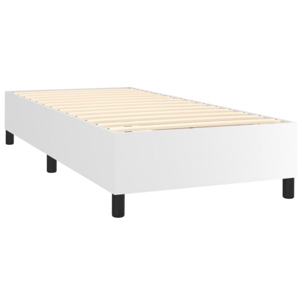 vidaXL Box Spring Bed with Mattress White 39.4"x74.8" Twin Faux Leather - Image 4