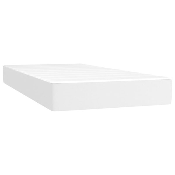 vidaXL Box Spring Bed with Mattress White 39.4"x74.8" Twin Faux Leather - Image 5