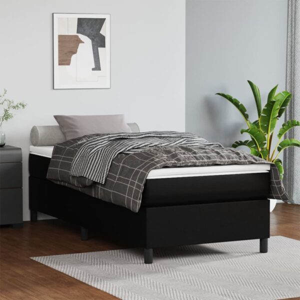 vidaXL Box Spring Bed with Mattress Black 39.4"x79.9" Twin XL Faux Leather