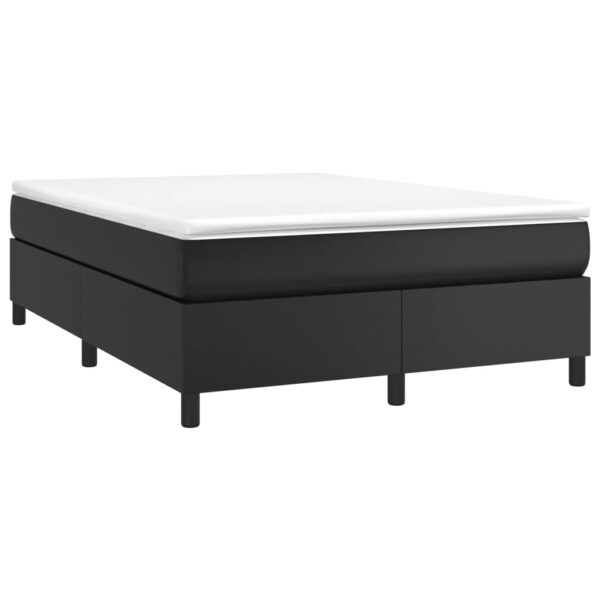 vidaXL Box Spring Bed with Mattress Black 53.9"x74.8" Full Faux Leather - Image 3