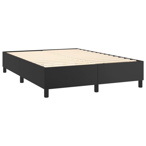 vidaXL Box Spring Bed with Mattress Black 53.9"x74.8" Full Faux Leather - Image 4