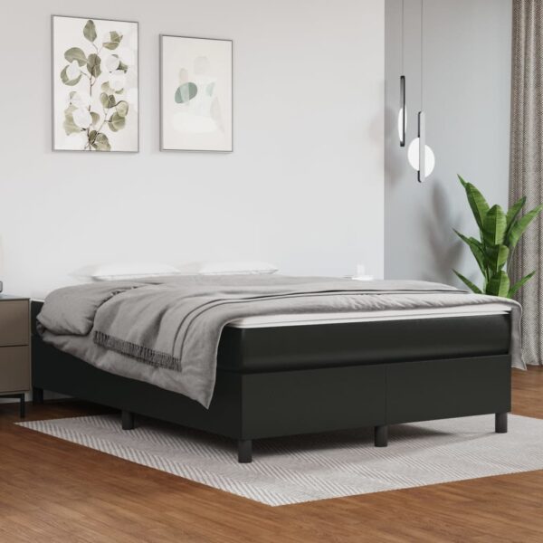 vidaXL Box Spring Bed with Mattress Black 53.9"x74.8" Full Faux Leather