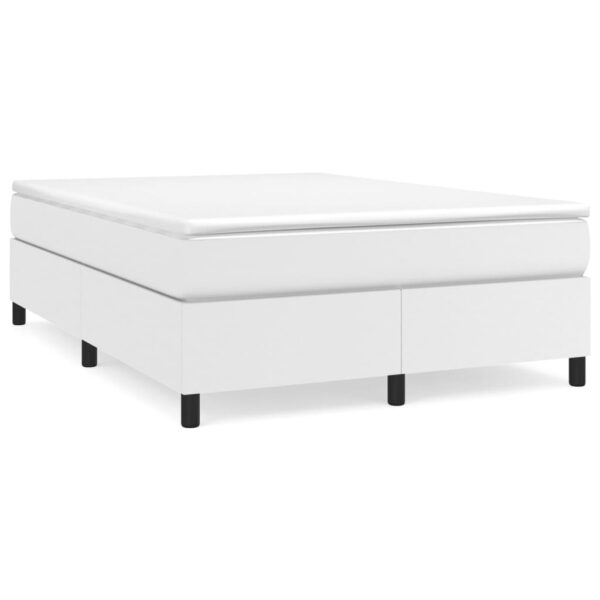 vidaXL Box Spring Bed with Mattress White 53.9"x74.8" Full Faux Leather - Image 2