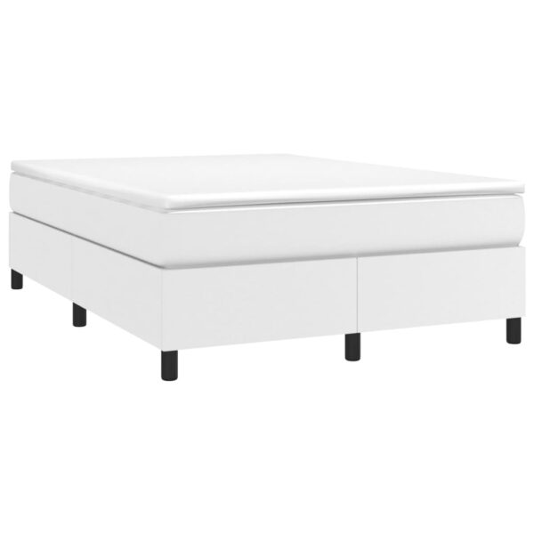 vidaXL Box Spring Bed with Mattress White 53.9"x74.8" Full Faux Leather - Image 3