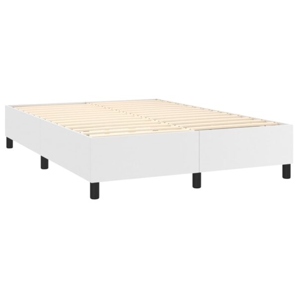 vidaXL Box Spring Bed with Mattress White 53.9"x74.8" Full Faux Leather - Image 4