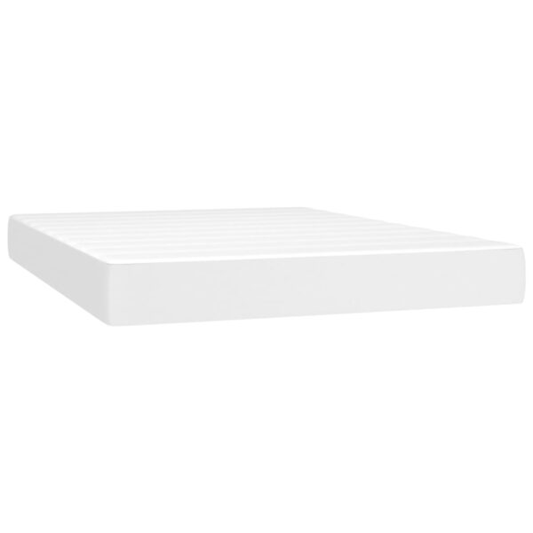 vidaXL Box Spring Bed with Mattress White 53.9"x74.8" Full Faux Leather - Image 5