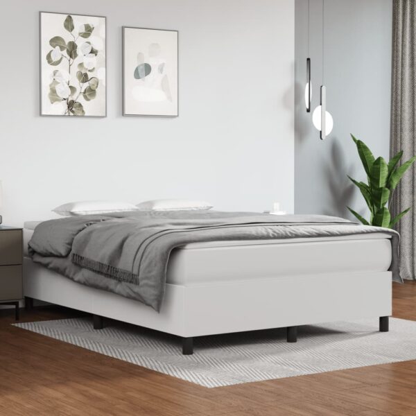 vidaXL Box Spring Bed with Mattress White 59.8"x79.9" Queen Faux Leather