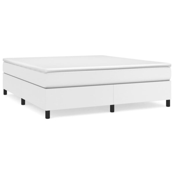 vidaXL Box Spring Bed with Mattress White 76"x79.9" King Faux Leather - Image 2