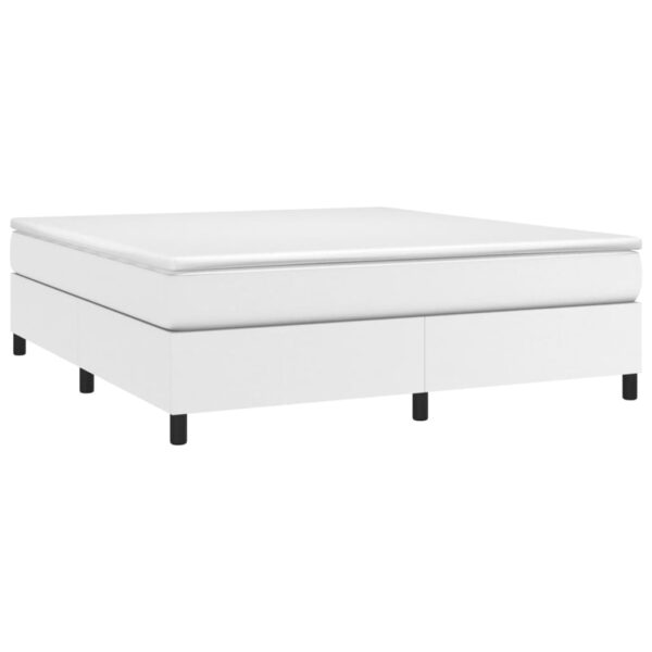 vidaXL Box Spring Bed with Mattress White 76"x79.9" King Faux Leather - Image 3