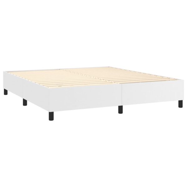 vidaXL Box Spring Bed with Mattress White 76"x79.9" King Faux Leather - Image 4