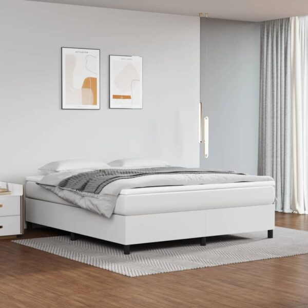 vidaXL Box Spring Bed with Mattress White 72"x83.9" California King Faux Leather