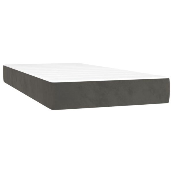 vidaXL Box Spring Bed with Mattress Dark Gray 39.4"x74.8" Twin Velvet - Image 5