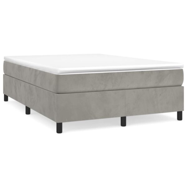 vidaXL Box Spring Bed with Mattress Light Gray 53.9"x74.8" Full Velvet - Image 2