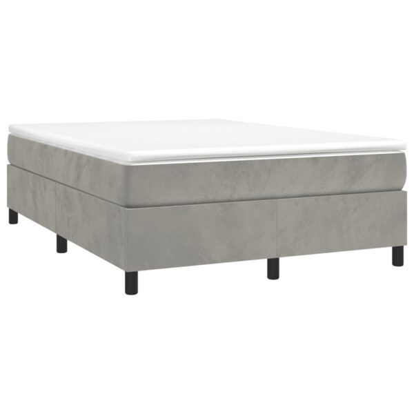 vidaXL Box Spring Bed with Mattress Light Gray 53.9"x74.8" Full Velvet - Image 3