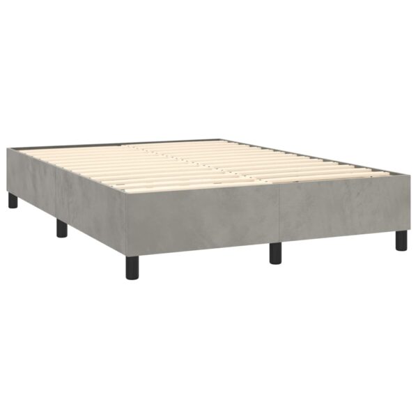 vidaXL Box Spring Bed with Mattress Light Gray 53.9"x74.8" Full Velvet - Image 4