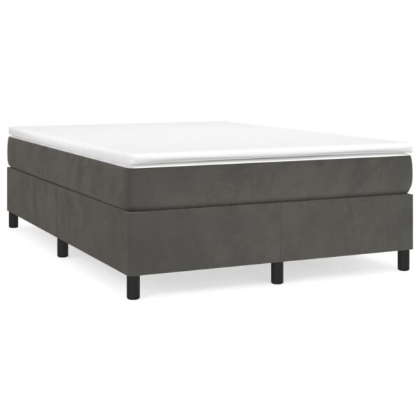 vidaXL Box Spring Bed with Mattress Dark Gray 53.9"x74.8" Full Velvet - Image 2