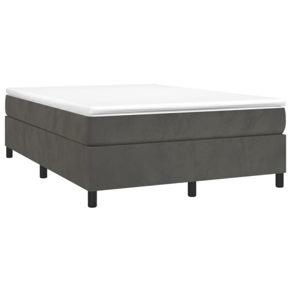 vidaXL Box Spring Bed with Mattress Dark Gray 53.9"x74.8" Full Velvet - Image 3