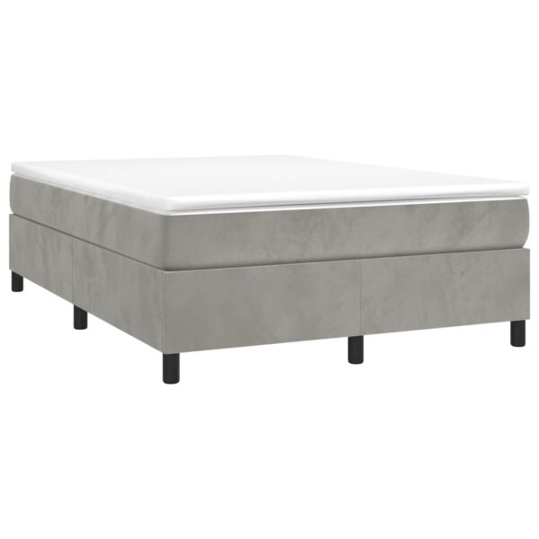 vidaXL Box Spring Bed with Mattress Light Gray 59.8"x79.9" Queen Velvet - Image 3