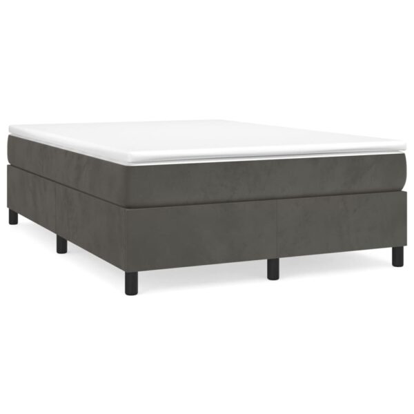 vidaXL Box Spring Bed with Mattress Dark Gray 59.8"x79.9" Queen Velvet - Image 2