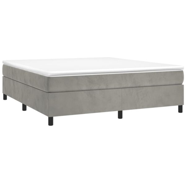 vidaXL Box Spring Bed with Mattress Light Gray 76"x79.9" King Velvet - Image 3