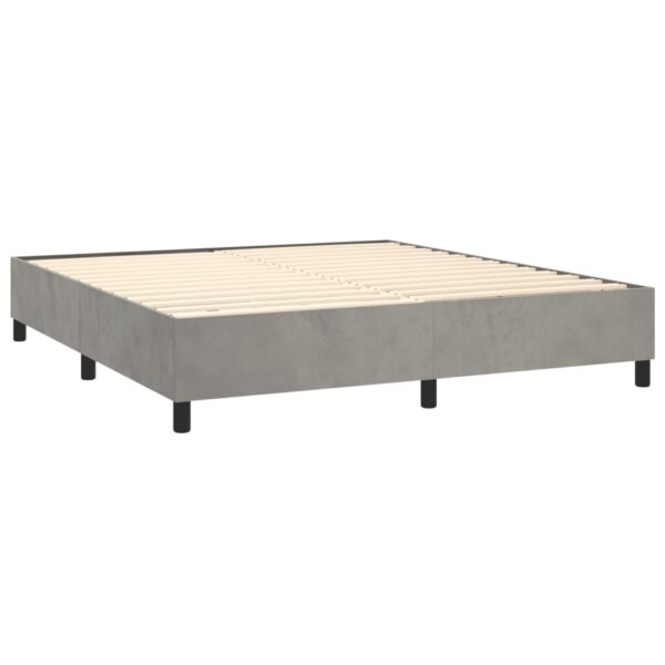 vidaXL Box Spring Bed with Mattress Light Gray 76"x79.9" King Velvet - Image 4