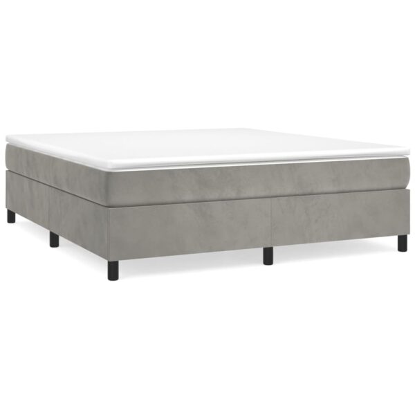 vidaXL Box Spring Bed with Mattress Light Gray 72"x83.9" California King Velvet - Image 2