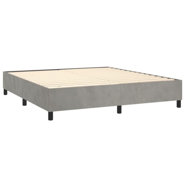 vidaXL Box Spring Bed with Mattress Light Gray 72"x83.9" California King Velvet - Image 4