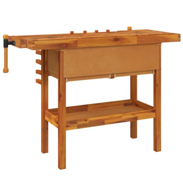 vidaXL Workbench with Drawers and Vices 48.8"x20.5"x32.7" Solid Wood Acacia - Image 6