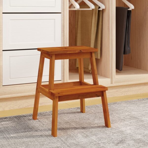 vidaXL 2 Step Stool 15.7"x15"x19.7" Solid Wood Acacia - Image 3