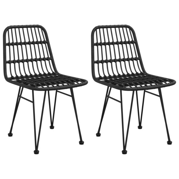 vidaXL Patio Chairs 2 pcs Black 18.9"x24.4"x33.1" PE Rattan - Image 2