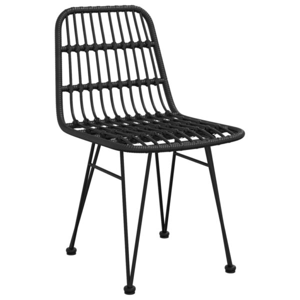 vidaXL Patio Chairs 2 pcs Black 18.9"x24.4"x33.1" PE Rattan - Image 3