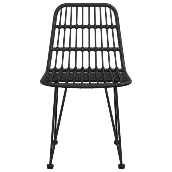 vidaXL Patio Chairs 2 pcs Black 18.9"x24.4"x33.1" PE Rattan - Image 4